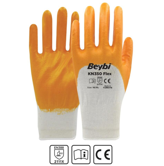 Beybi KN2 Flex Nitril Eldiven Sarı No:10