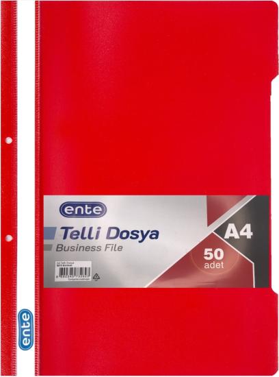 Ente Telli Dosya A4 Kırmızı 50’li Paket