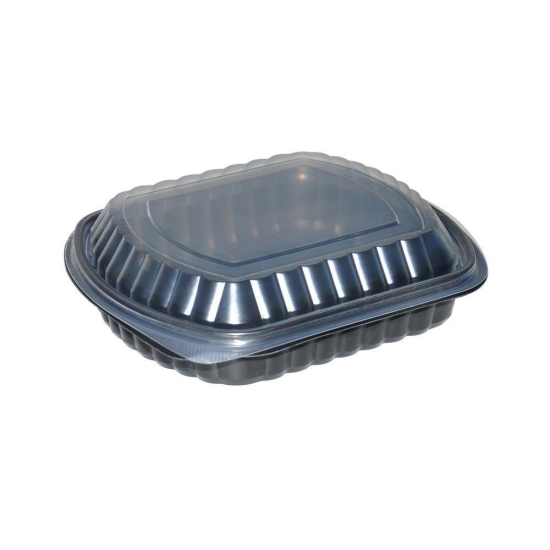 Microcup Mikrodalga Bölmesiz Yemek Kabı Siyah Takım 50 li Paket